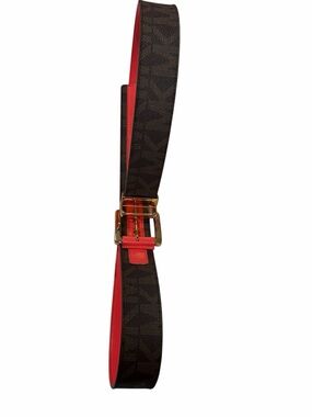 Michael Kors Brown Belt with Red Edge and Gold Buckle